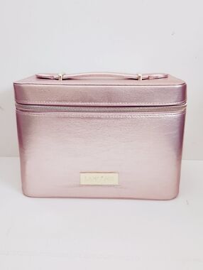 Lancome Rose Gold Metallic Cosmetic Vanity Case Bag with Insert Pouch